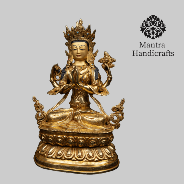 Chenrezig Statue | Avalokiteshvara Statue | 24K Gold Gilded Statue - Image 4