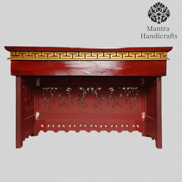 Dragon Carved Foldable Wooden Table | Tibetan Puja Table - Image 6