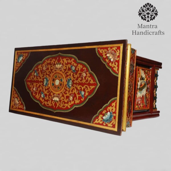 Dragon Carved Foldable Wooden Table | Tibetan Puja Table - Image 5