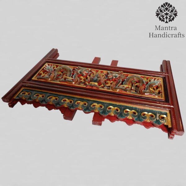 Dragon Carved Foldable Wooden Table | Tibetan Puja Table - Image 2