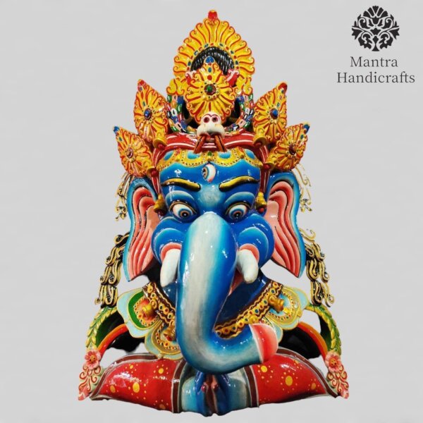 HandCarved Wooden Mask of Namaste Ganesh