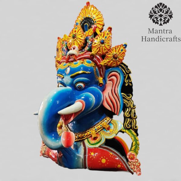 HandCarved Wooden Mask of Namaste Ganesh - Image 3