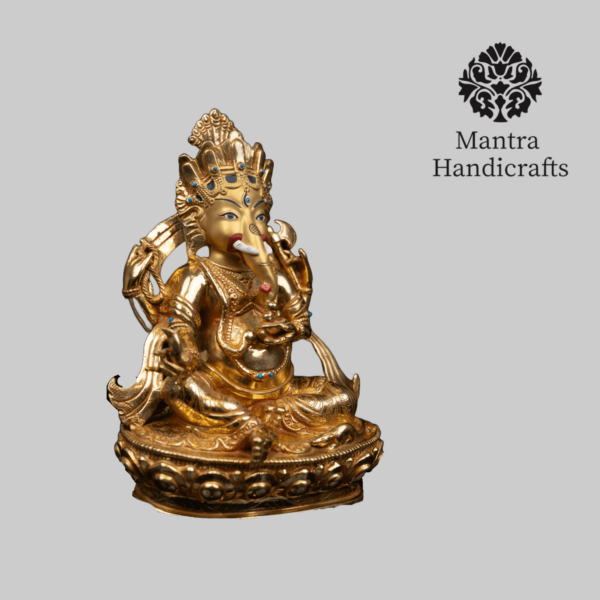 Ganesh Statue | 24k Gold Gilded Ganesh Statue - Image 3