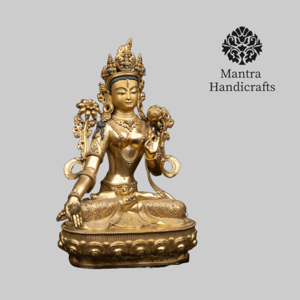 White Tara Statue | 24K Gold Gilded | Handcrafted in Nepal - Image 3