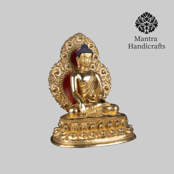 Shakyamuni Buddha Statue with Base and Frame | Golden Buddha Sculpture - Image 2