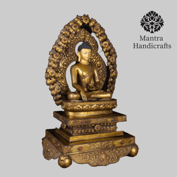 Shakyamuni Buddha Statue With Base and Frame - Image 3