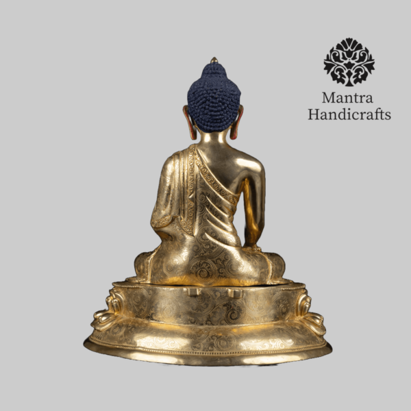 Shakyamuni Buddha Statue with Base and Frame | Golden Buddha Sculpture - Image 4