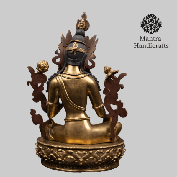 Green Tara Statue | Beautifully Detailed Copper Statue - Image 4