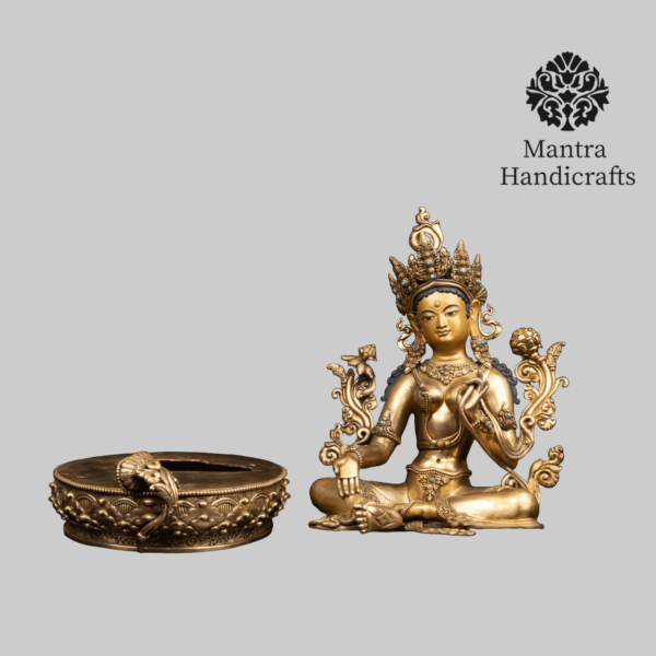 Green Tara Statue | Beautifully Detailed Copper Statue - Image 5