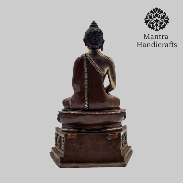 Amitabha Buddha Statue | Gold Gilded With Chocolate Oxidized - Image 5