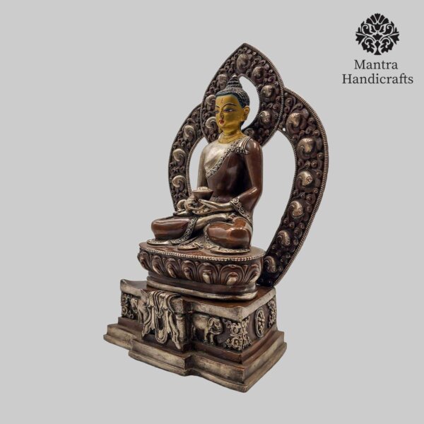 Amitabha Buddha Statue | Gold Gilded With Chocolate Oxidized - Image 3