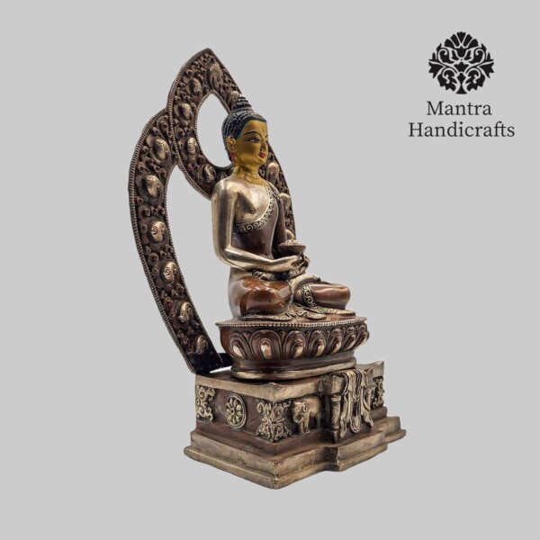 Amitabha Buddha Statue | Gold Gilded With Chocolate Oxidized - Image 2