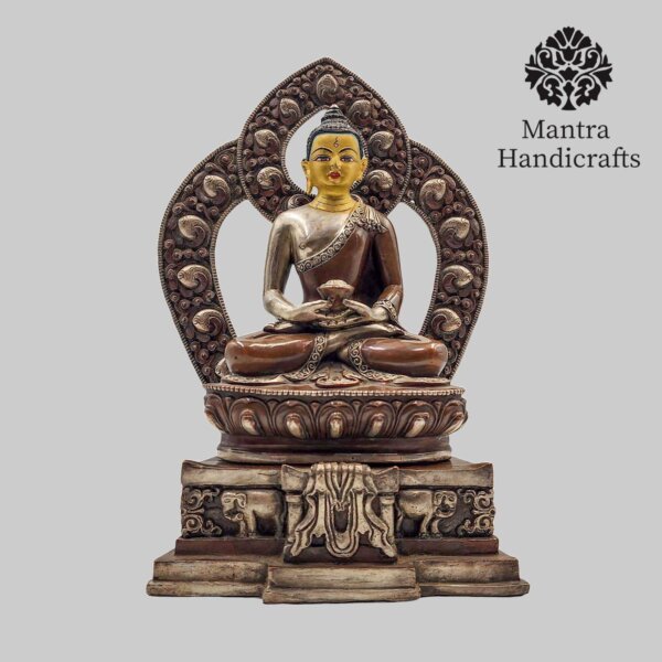 Amitabha Buddha Statue | Gold Gilded With Chocolate Oxidized