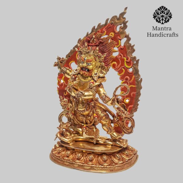 Bodhisattva Vajrapani Statue in 24K Gold | Tibetan Protector Deity - Image 3