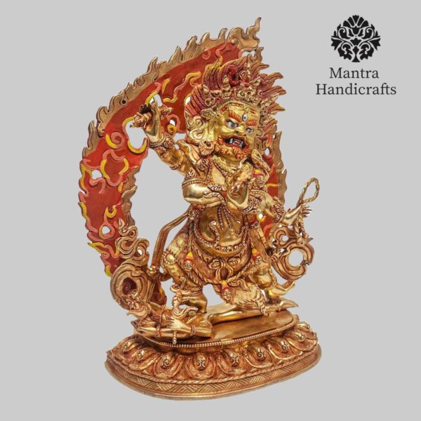 Bodhisattva Vajrapani Statue in 24K Gold | Tibetan Protector Deity - Image 2