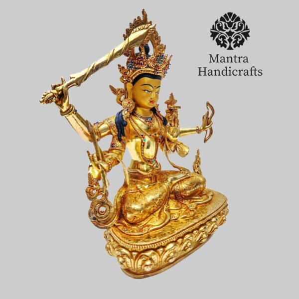 Tibetan Manjushri Statue | Bodhisattva Figurine - Image 3