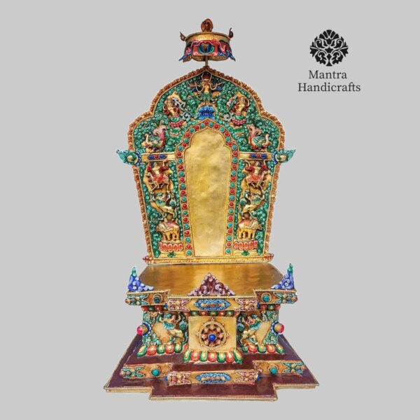 50 Cm Large Crowned Shakyamuni Buddha with Throne From Nepal - Image 5