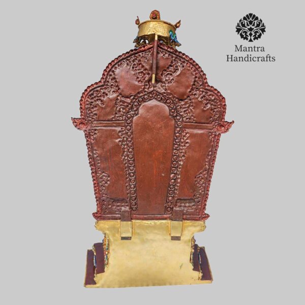 50 Cm Large Crowned Shakyamuni Buddha with Throne From Nepal - Image 4