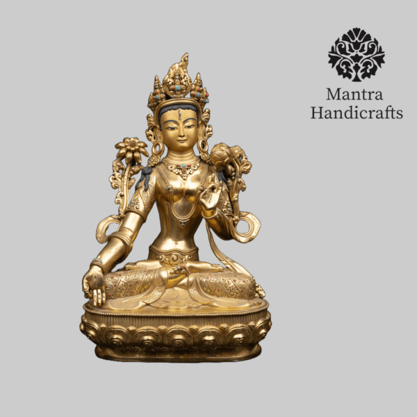 White Tara Statue | 24K Gold Gilded | Handcrafted in Nepal