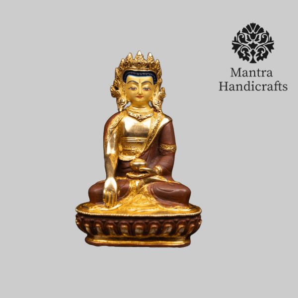 Crown Shakyamuni Buddha Statue | Plated in 24K Gold