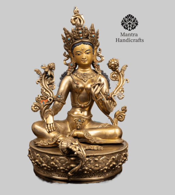 Green Tara Statue | Beautifully Detailed Copper Statue