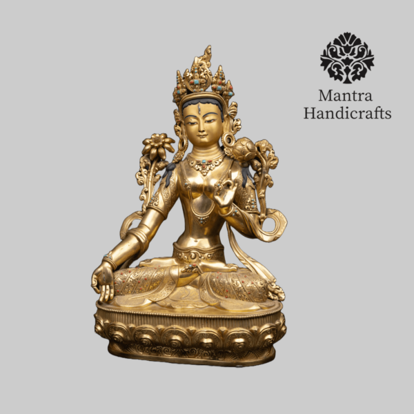 White Tara Statue | 24K Gold Gilded | Handcrafted in Nepal - Image 2