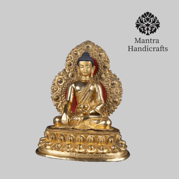 Shakyamuni Buddha Statue with Base and Frame | Golden Buddha Sculpture - Image 3