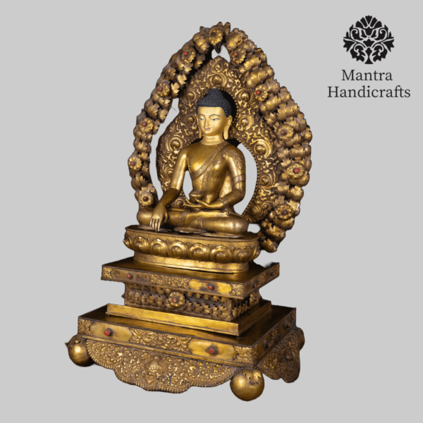 Shakyamuni Buddha Statue With Base and Frame - Image 4