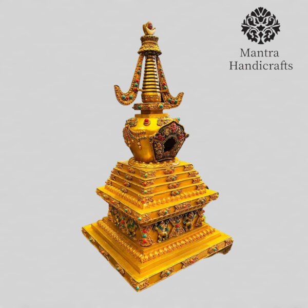 Buddhist Stupa Statue | Copper Boudhanath Stupa - Image 3