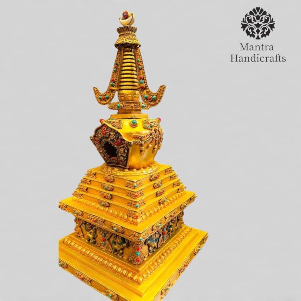 Buddhist Stupa Statue | Copper Boudhanath Stupa - Image 2