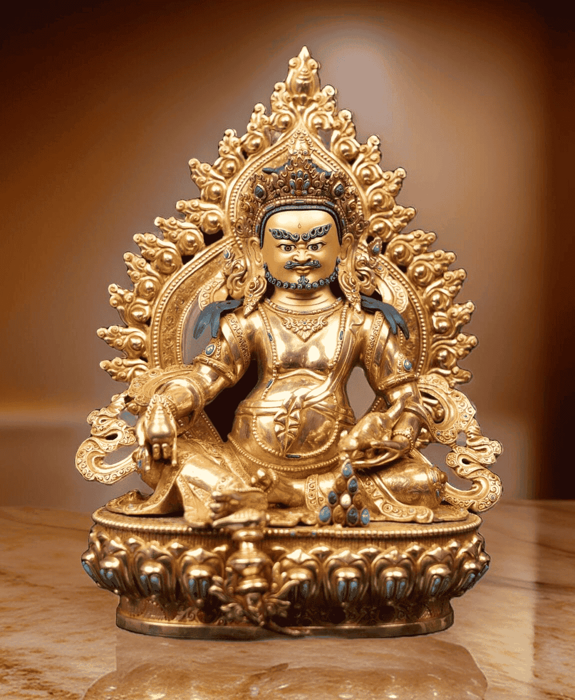 The Golden Glow of Prosperity: Handmade Yellow Jambhala Statues from Nepal